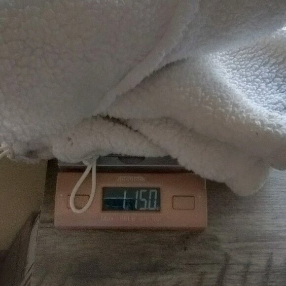 FREE PEOPLE White Nantucket‎ Oversized Sherpa Fleece PULLOVER JACKET Ivory Sz L - Picture 8 of 8